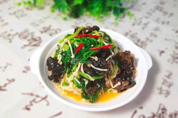 菠菜拌双菌的做法图解1