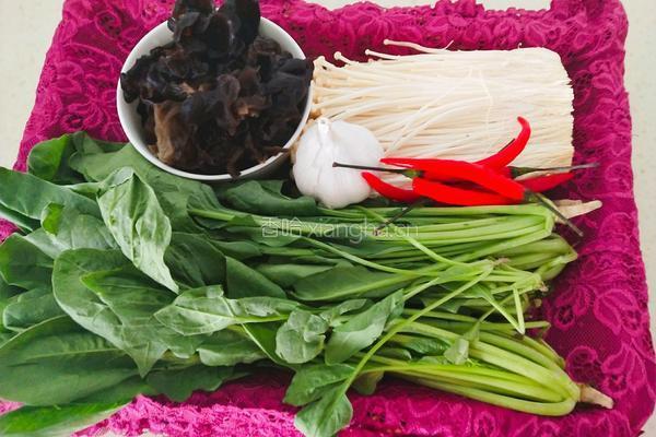 菠菜拌双菌的做法图解2