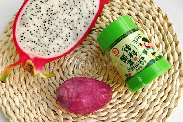 火龙果紫薯卷的做法图解1