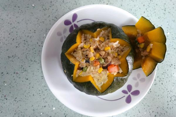 海鲜炒饭南瓜盅的做法图解6