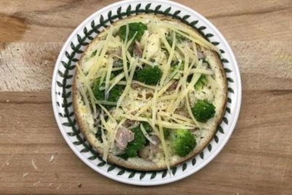 青花菜火腿烤贝果 不爆卡伪咸派的做法图解8