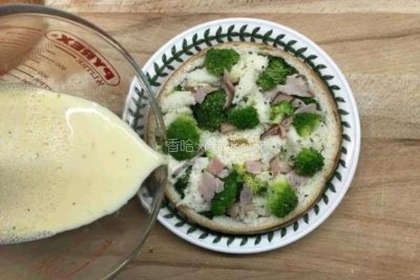 青花菜火腿烤贝果 不爆卡伪咸派的做法图解7