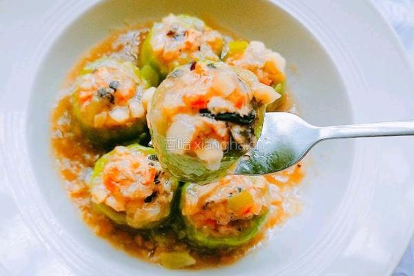 宝宝解暑丝瓜酿肉教程的做法图解8