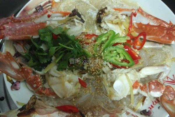 蒜香芝麻蒸青蟹粉丝的做法图解4