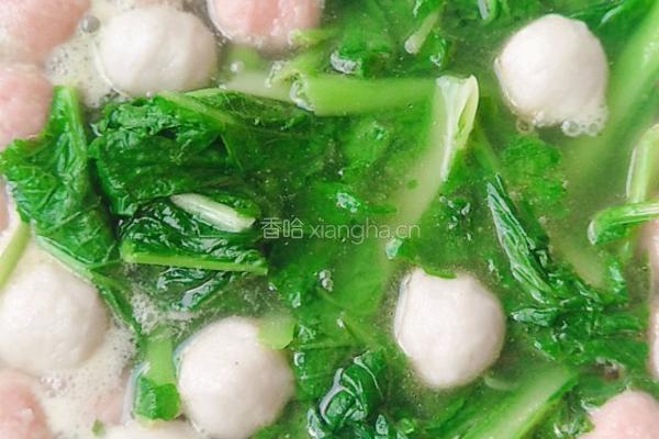 小白菜丸子汤的做法图解8