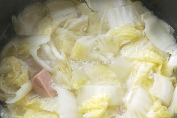 午餐肉豆腐白菜汤的做法图解4