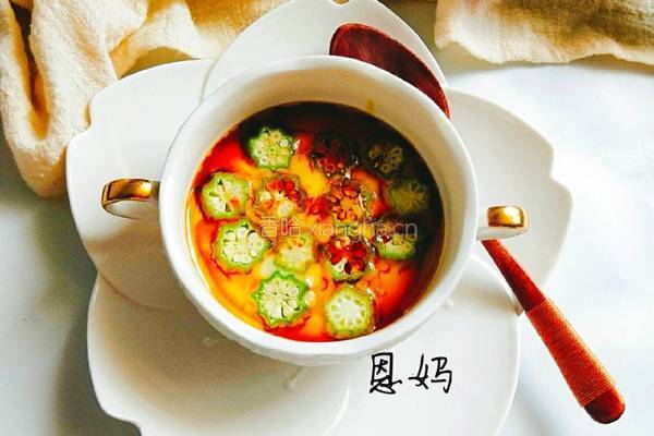 宝宝辅食秋葵鸡蛋羹的做法图解7