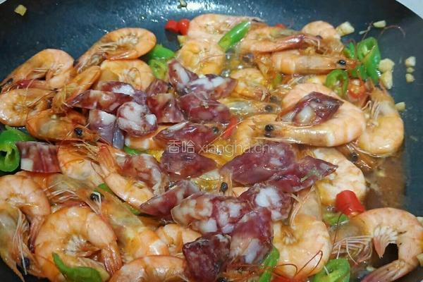 香菇腊肠炒香辣虾的做法图解6