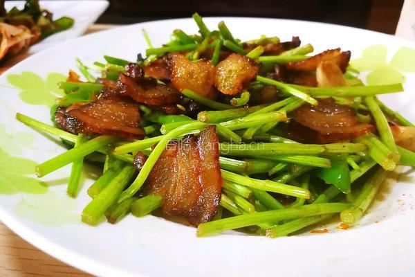 离蒿炒腊肉的做法图解8
