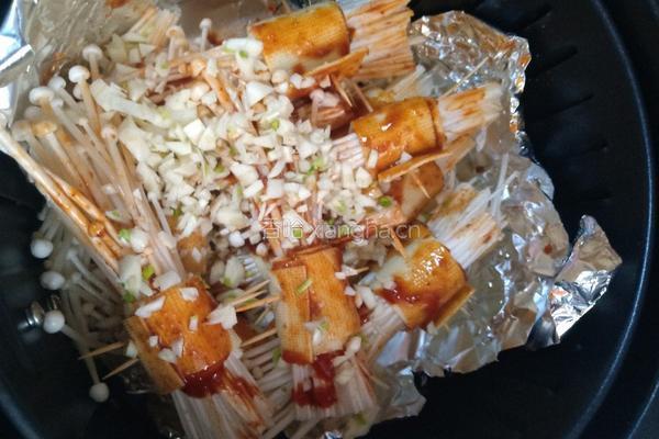 空气炸锅烤豆皮金针菇的做法图解6