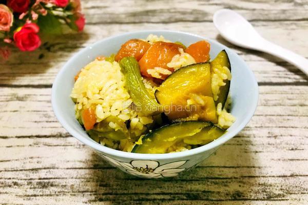 豆角南瓜焖饭的做法图解8