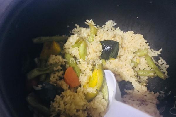豆角南瓜焖饭的做法图解7