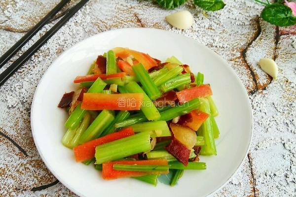 腊肉炒芹菜的做法图解7