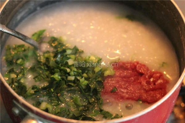 青菜肉沫粥的做法图解4
