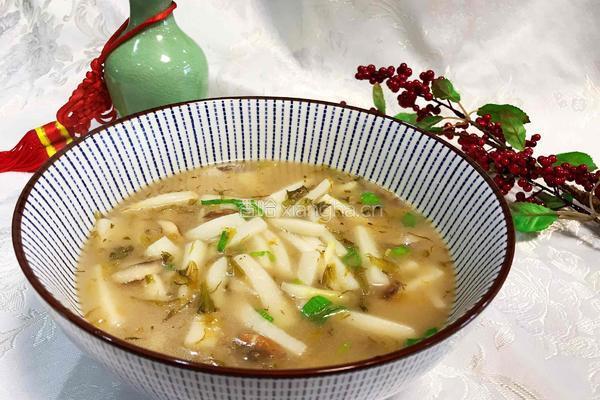 雪菜年糕汤的做法图解1