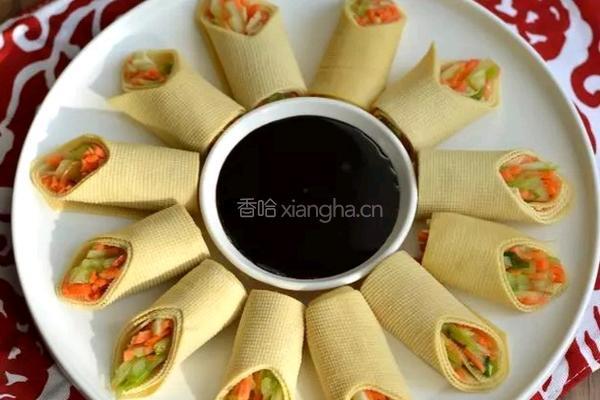 豆腐皮素菜卷的做法图解8