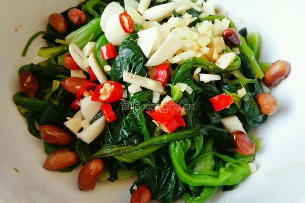 菠菜花生仁的做法图解4