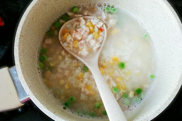 鸡丁五彩粥的做法图解4
