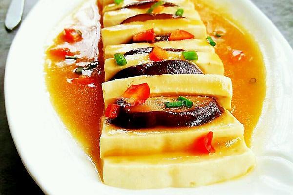 煎香菇片蒸豆腐的做法图解10