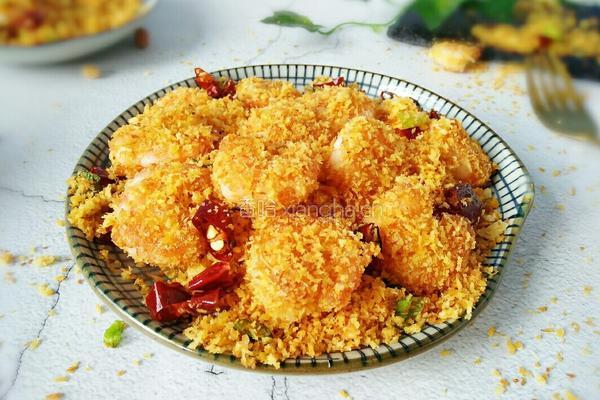 香酥面包屑炒虾仁的做法图解9