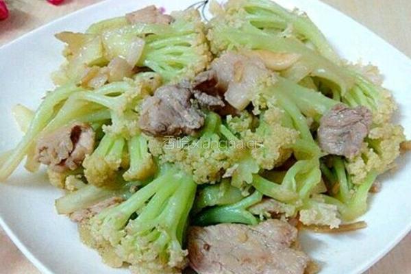 菜花炒肉的做法图解9
