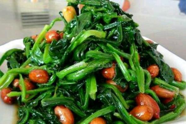 油炸花生米凉拌小菠菜的做法图解5
