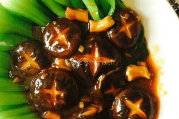油菜缠香菇的做法图解3