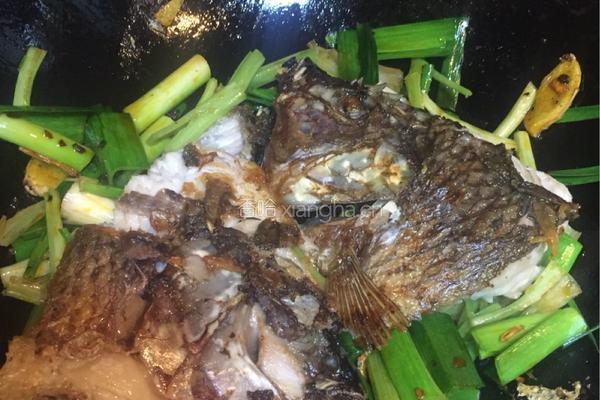 老干妈蒜苗香芹闷罗非鱼的做法图解8