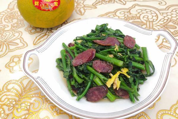腊肠炒芥兰苗的做法图解8
