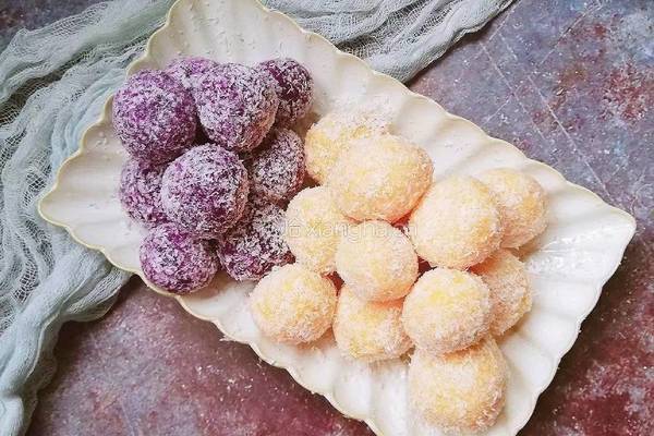 椰蓉双色薯球的做法图解7