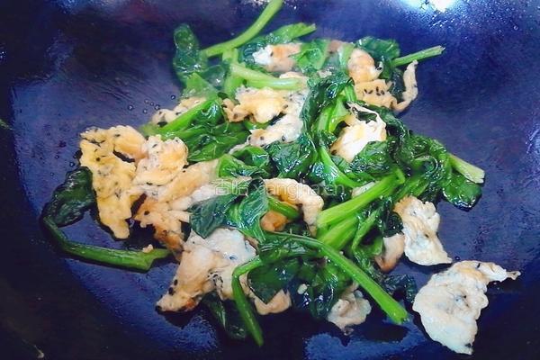 菠菜炒鸡蛋黑芝麻的做法图解11