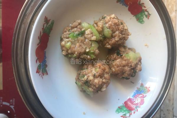 蒸油菜肉丸的做法图解6