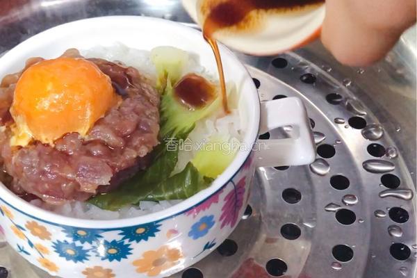 ＃蒸菜＃蛋黄腊肉饼蒸饭的做法图解8