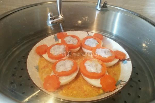 胡萝卜鸡蛋蒸虾滑的做法图解9