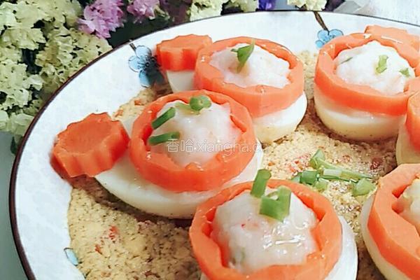胡萝卜鸡蛋蒸虾滑的做法图解11