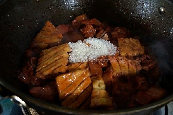 兰花豆干烧肉的做法图解8
