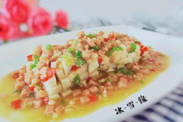 午餐肉蒸杏鲍菇的做法图解1