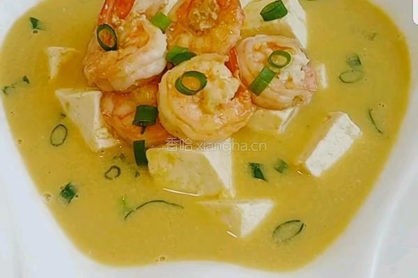 金汤虾球烩豆腐的做法图解6