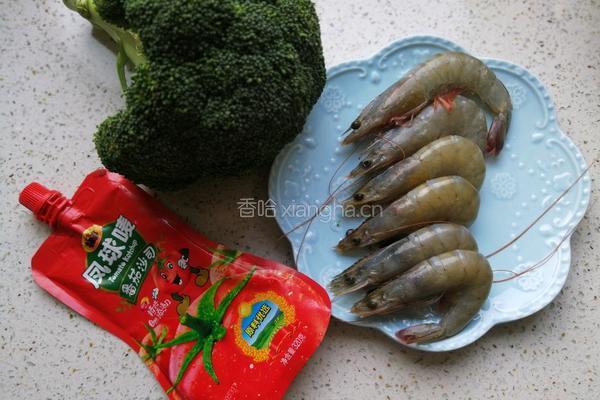 西兰花蒸虾仁的做法图解1