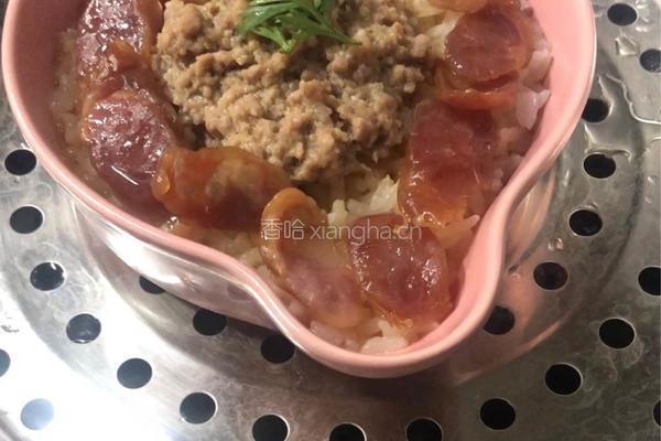 腊肠肉饼蒸饭的做法图解6
