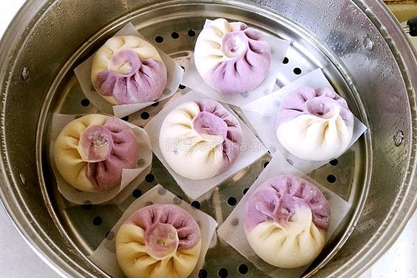 紫薯双色包子的做法图解19