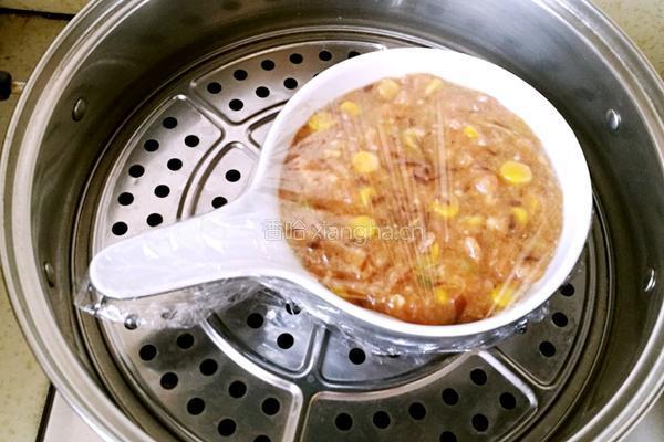 咸菜玉米蒸肉饼的做法图解7