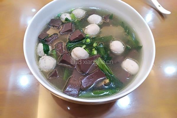 青菜肉丸牛血汤的做法图解5