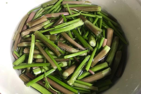 双椒炒野芹菜梗的做法图解2