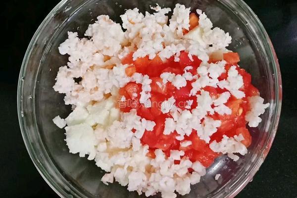番茄虾仁馒头布丁 (宝宝辅食）的做法图解6