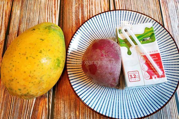紫薯木瓜奶冻的做法图解2
