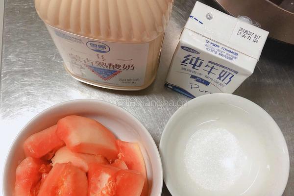 木瓜撞奶(天然果冻)的做法图解1