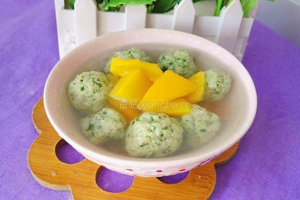 芒果菠菜圆子汤的做法图解14
