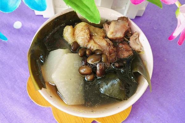 黑豆海带白萝卜鸡汤的做法图解16
