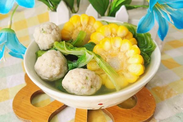 玉米青菜圆子汤的做法图解13
